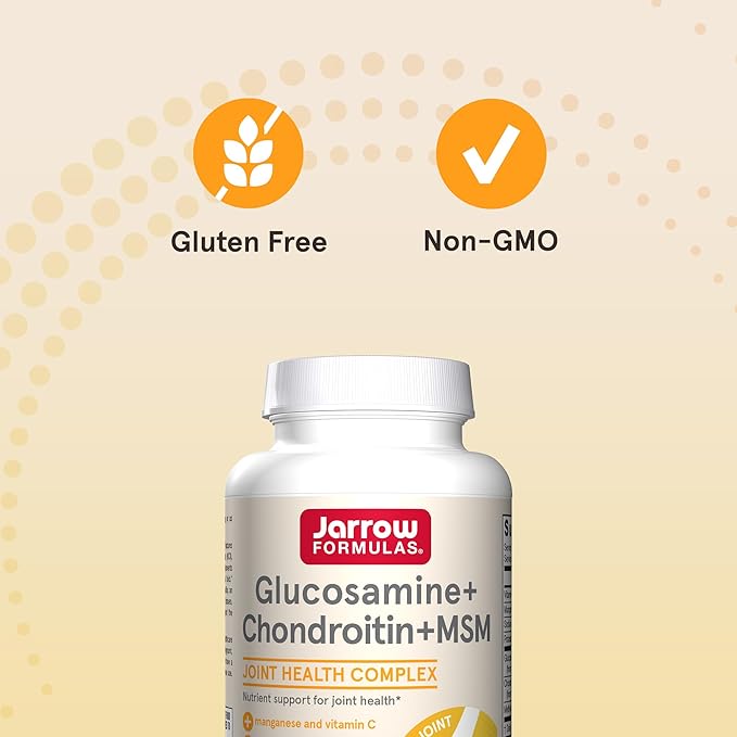Jarrow Formulas® Glucosamine + Chondroitin + MSM Capsules, Joint Support Supplement with Vitamin C and Manganese, 30 Capsules, 120 Day Supply