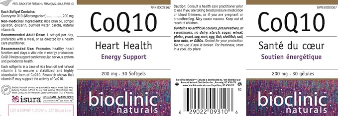 Bioclinic Naturals CoQ10 200 mg 30 gels