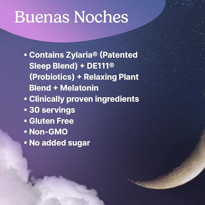 Santo Remedio Buenas Noches, Promotes Sleep, Supports Digestive Health, Contains Zylaria®, DE111® (Probiotics), Melatonin