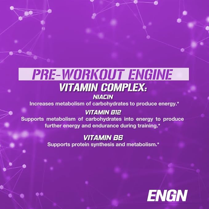 Evlution EVL Intense Pre Workout with Creatine - ENGN Energizing Pre Workout for Men Powder Drink for Lasting Energy Focus and Recovery - with Beta Alanine Caffeine and L Theanine - Furious Grape