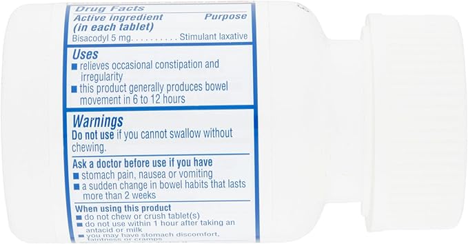 Bisacodyl 5mg Tablets- Equate Gentle Laxative for Constipation 100ct for Daily Use (Pack of 2), Boxed by Fusion Shop Store