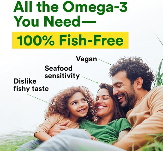 LABO Nutrition Vegan Omega 3 Algae Oil - Plant Based Fish Oil Alternative 750mg Omega-3 500mg DHA & 200mg EPA - Non-GMO & IAOS Certified - Heart, Brain, Eye, Immune, Joint Support 120 Softgels