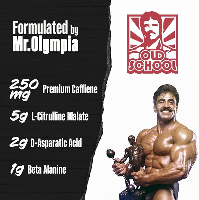 Old School Labs The Ultimate Two-Stage Pre Workout Supplement for Explosive Energy, Endurance, & Focus - Boost Workouts with Natural Ingredients: L-Citrulline Malate, Beta-Alanine, & Caffeine - 270g