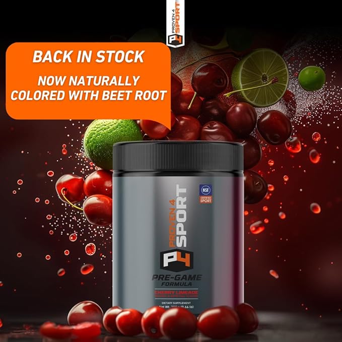 Proven4 Pre Workout Powder for Men and Women with Creatine - Beta Alanine - Caffeine NSF Certified Energy Supplement Chery Limeade 30 Servings