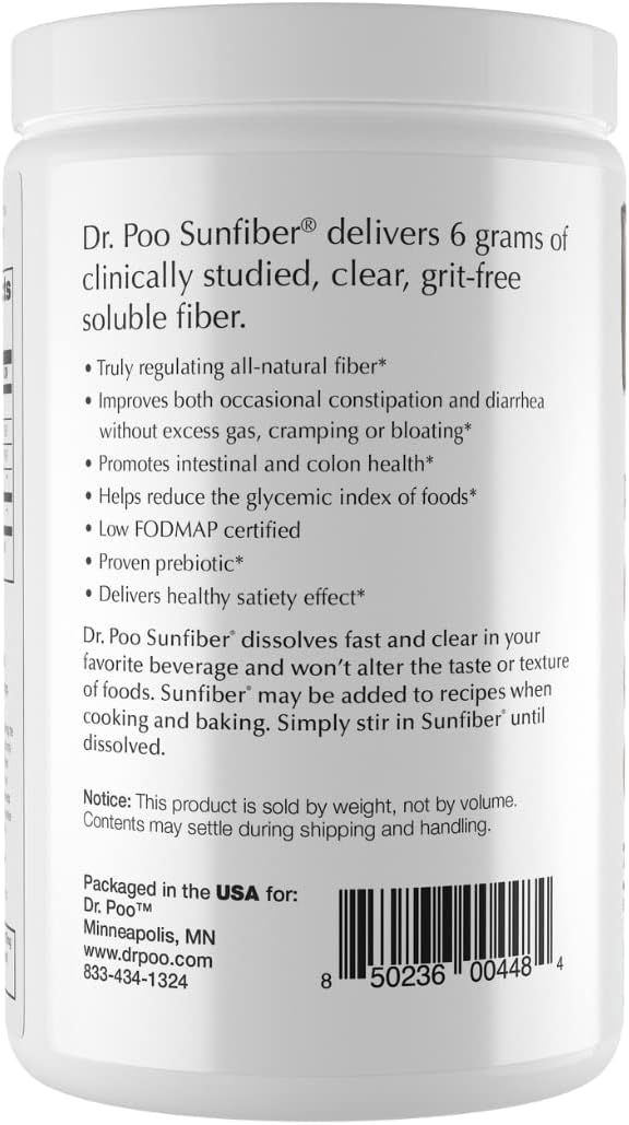 Dr. Poo All-Natural Prebiotic Fiber Supplement | Fiber for the Whole Family | Gentle and Simple Ingredients to Improve Gut Health | Gluten Free, Vegan,Tasteless, Non-GMO, Low-FODMAP (30 Servings)