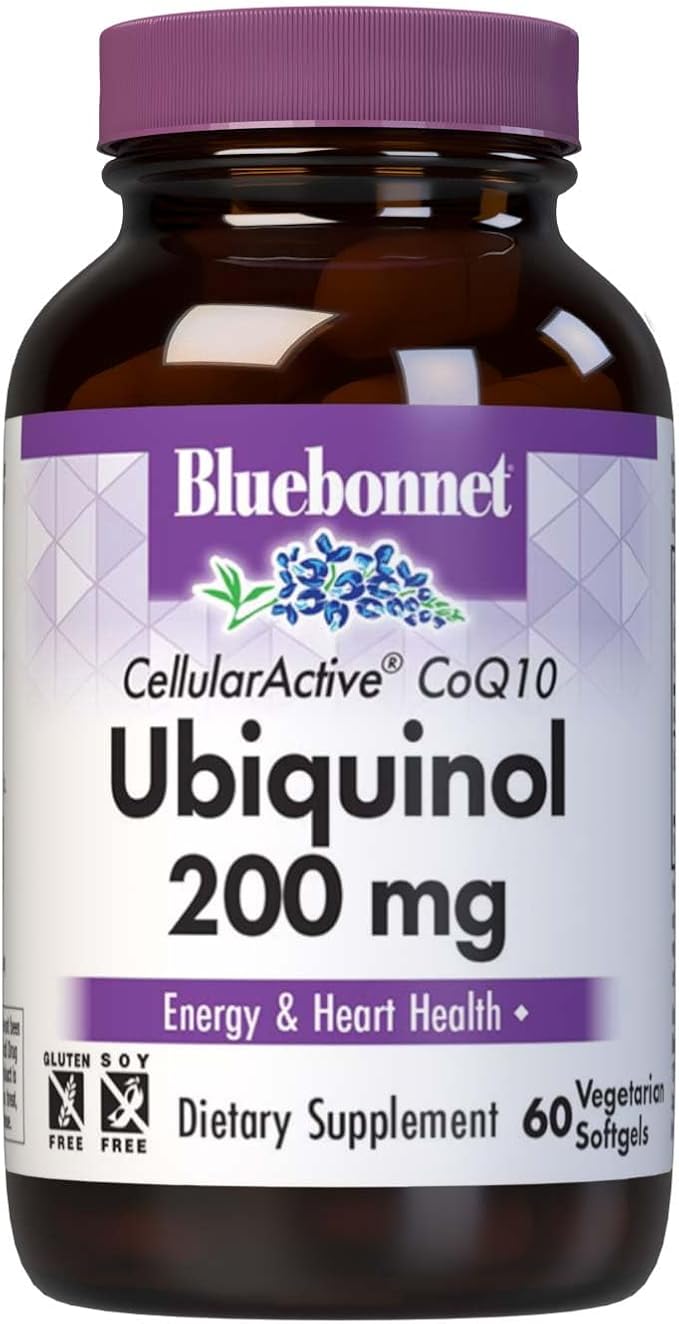 Bluebonnet Nutrition Active CoQ10 Ubiquinol 200mg Vegetarian Softgels, Heart & Cellular Health, Non GMO, Gluten, Soy & Milk Free, White, 60 Count