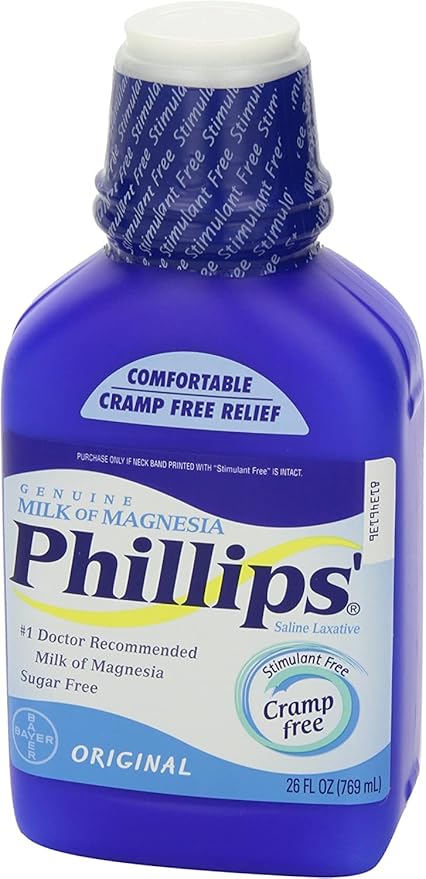 Phillips' Milk of Magnesia Liquid Laxative, 26 oz (Pack of 2) Cramp Free & Gentle Overnight Relief Of Occasional Constipation, #1 Milk of Magnesia Brand