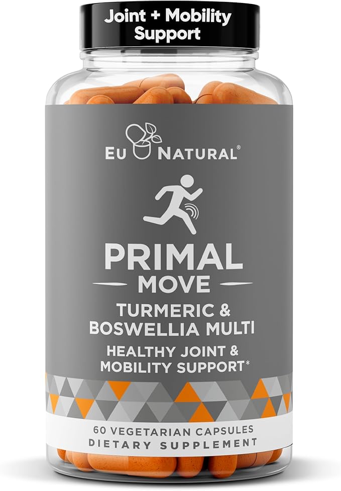 Primal Joint & Mobility Support - Advanced Joint Support Supplement for Women and Men - Turmeric, Boswellia, Ginger and Boron for Whole-Body Flexibility, Joint Health & Comfort - 60 Veg Soft Capsules