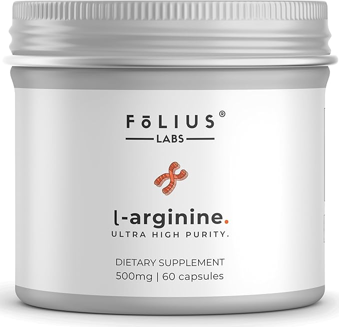 L-Arginine 1000mg Supplement for Men and Women - Supports Nitric Oxide Production - Supports Blood Circulation - Pre Workout Amino Acid Supplement (60 Capsules)