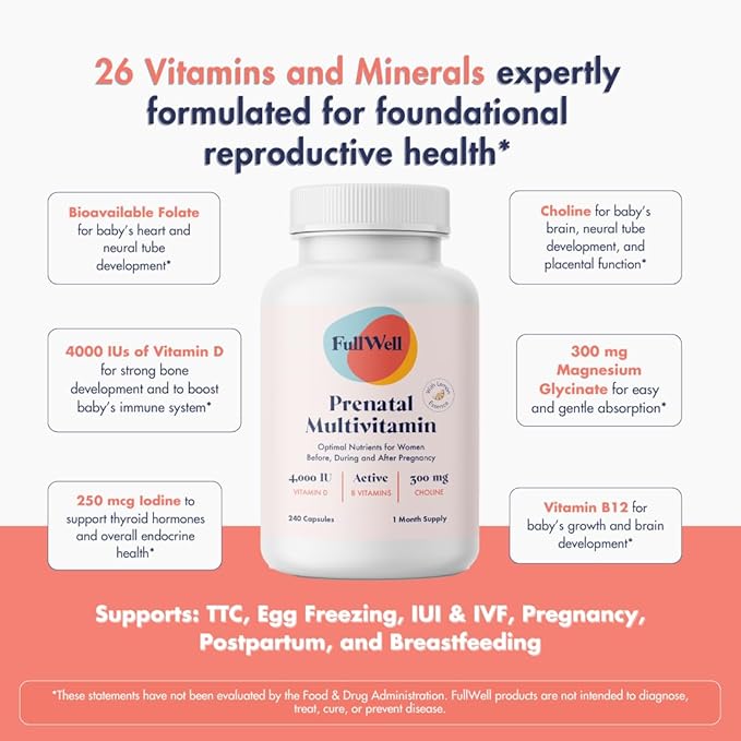 Fertility Trio | Prenatal Vitamin + DHA & Fertility Booster | Choline, Folate, Omega 3, Coq10, NAC, 26+ Vital Nutrients | Dietitian-formulated, Non-GMO, 3rd Party Tested, 30 Servings