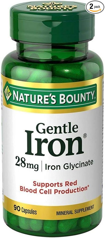 Nature's Bounty Gentle Iron 28 mg Capsules 90 Capsules (Pack of 2)