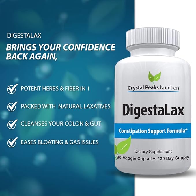 DigestaLax Increase Nutrition & Constipation Support - Helps Improve Easy Digestion & Natural Colon Absorption + Gas, Bloating, and Cramping Relief, Calcium Blend for Gut Health, 60 Veggie Capsules