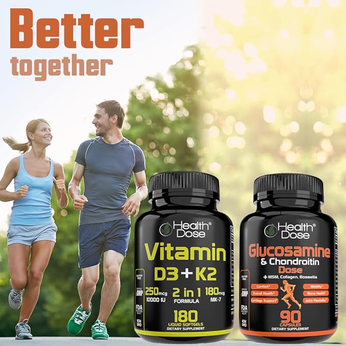 Vitamin D3 10,000 IU + K2 (MK7) Supplement, 2-in-1 Formula, Immune Support, a Healthy Mood, Heart, Joint, Teeth, Bone Health, Calcium Absorption, 180 softgels. (2)