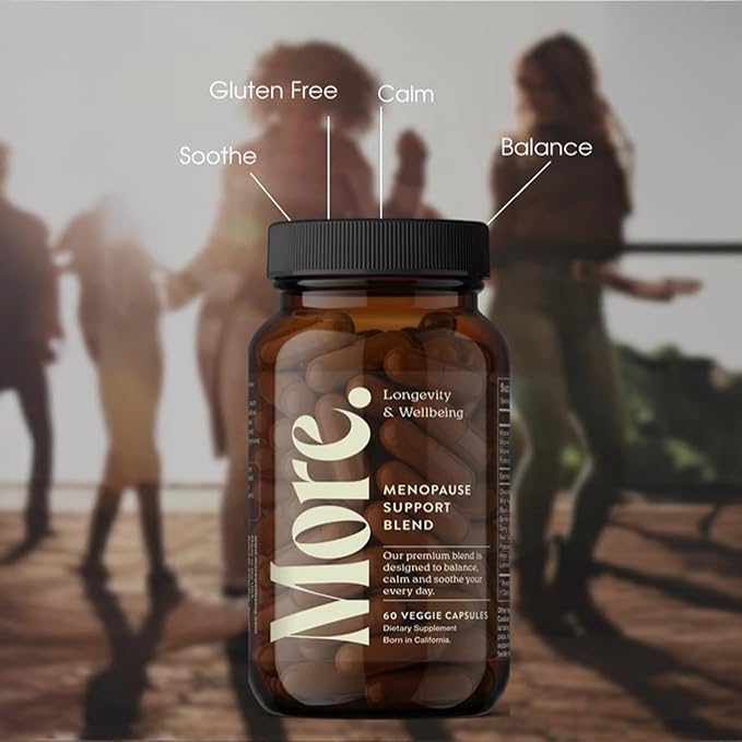More. Longevity & Wellbeing Menopause Support – Potent Extract-Based Formula for Night Sweats, hot Flashes, and Balance. Hormone Free. No fillers. Third-Party Tested. 60 Capsules.