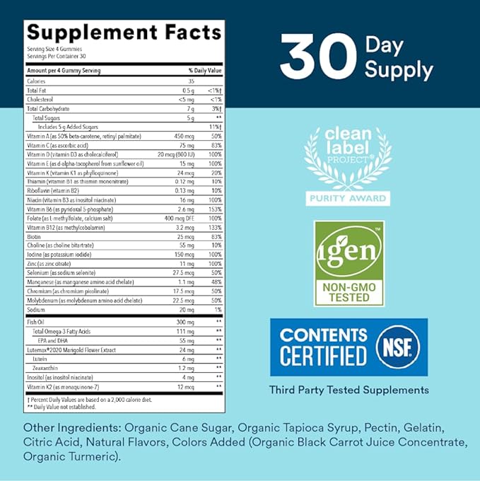 SmartyPants Teen Guy Formula, Daily Multivitamin Gummies: Vitamins C, B12, K, Zinc, & Biotin for Immune Support, Energy, Skin & Hair Support, Assorted Fruit Flavor, 120 Gummies (30 Day Supply)