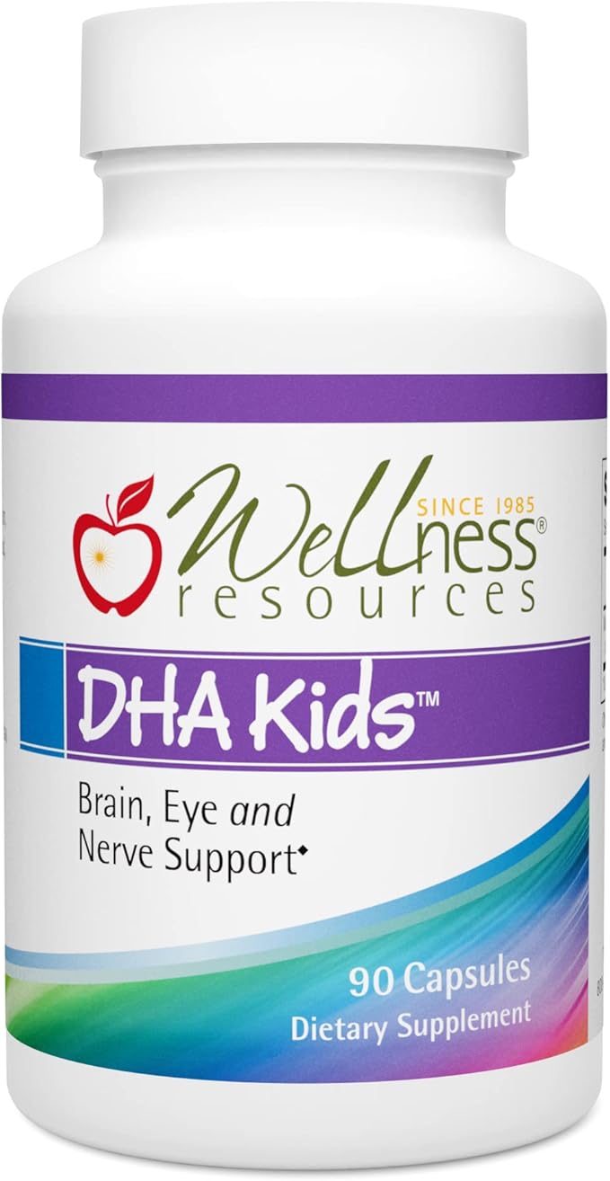 Wellness Resources DHA Kids - Sugar Free Omega 3 for Children - Mercury-Free Fish Oil - Brain Health Supplement & Immunity Supplement - Eye and Nerve Support - 90 Softgel Capsules Omega 3