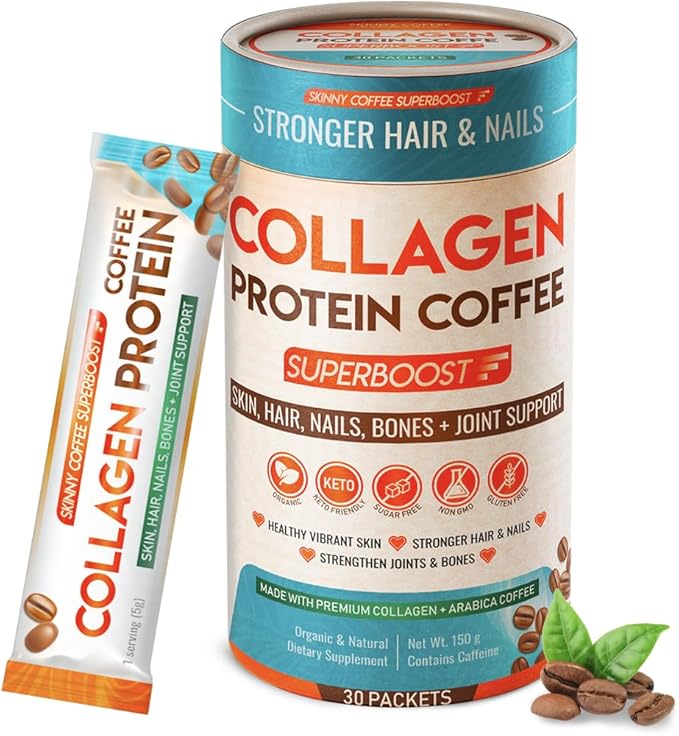 Collagen Protein Coffee Peptides Powder – for Better Focus, Energy, Digestion, Bloating & Immunity for Women & Men | Supports Glowing Skin, Hair, Nail, Skin, Bone & Joint Health | 30 Servings