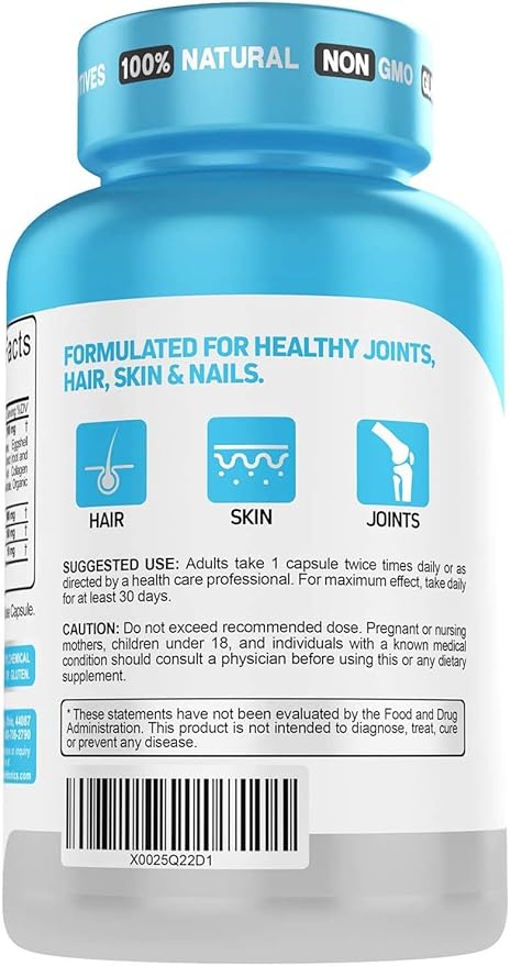 Multi Collagen Complex (Types 1 2 3 5 and 10) | Hydrolyzed Collagen Peptides | Collagen for Women & Men | Hair, Skin, Nails, Joint Support (with Turmeric) | 90 Capsules