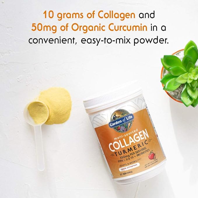 Garden of Life Collagen Bundle: Grass Fed Peptides Unflavored 14 Servings + Collagen Turmeric Apple Cinnamon 20 Servings + Multi-Sourced Collagen Unflavored Powder 12 Scoops, Hair, Skin, Nails Joints