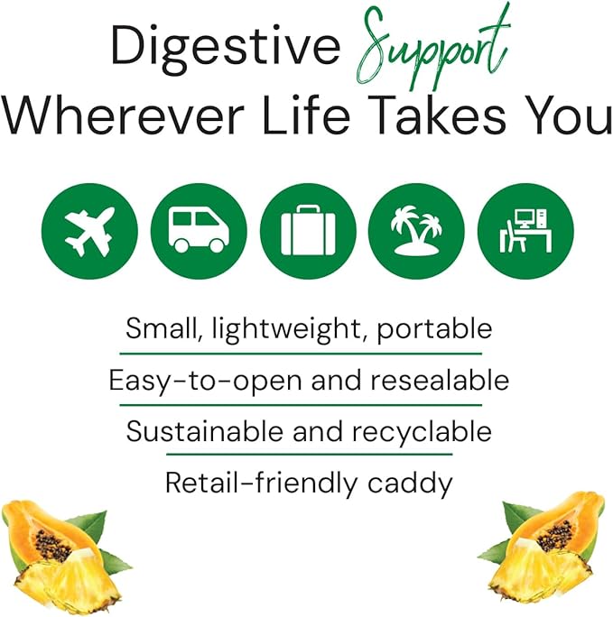 Country Life Chewable Papaya Digestive Enzyme – 8 Pack | Pineapple Papaya Flavor | On-The-Go Digestive Support with Papain, Protease & Amylase | Certified Vegan, Gluten-Free, Non-GMO, Kosher