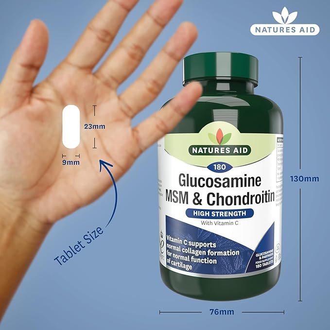 Nature's Aid Glucosamine 500mg, MSM 500mg + Chondroitin 100mg 180 Tablets