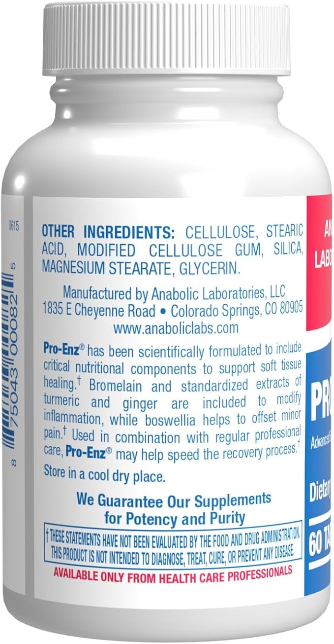 Pro Enz Joint Support Supplement - Clinical Formula Turmeric Boswellia Supplement for Joint & Cartilage Mobility and Comfort Support plus Eicosanoid Management with Proteolytic Enzymes (60 tablets)