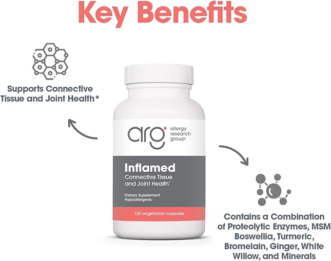Allergy Research Group InflaMed Joint Health Supplement - Joint Support Supplement for Men & Women, Molybdenum, Turmeric, MSM, Boswellia,Connective Tissue Health - 120 Count