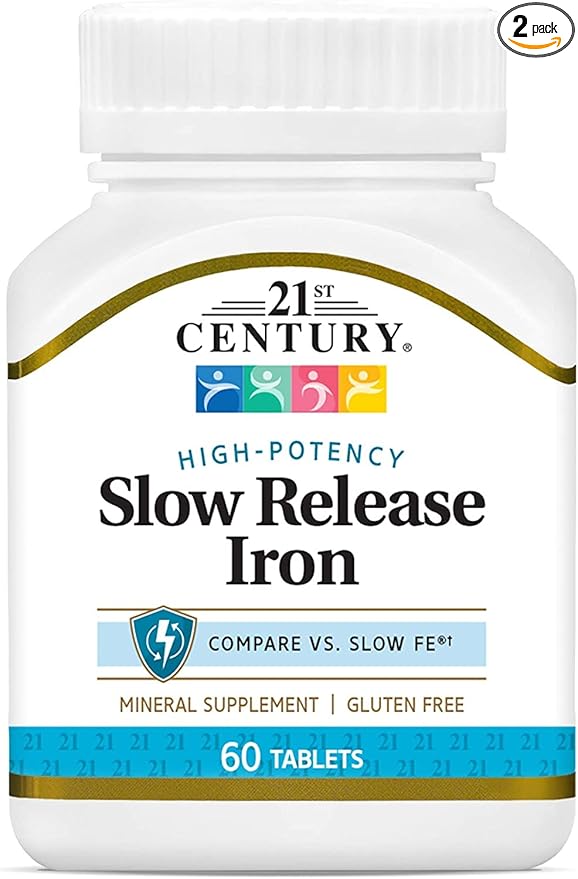 21st Century Slow Release Iron Tablets, 60 Count PACK OF 2 - Packaging May Vary