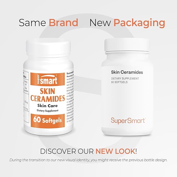 Supersmart - Skin Ceramides - with Zinc - Powerful Skin Hydration, Protection & Care Supplement | Non-GMO - 60 Softgels