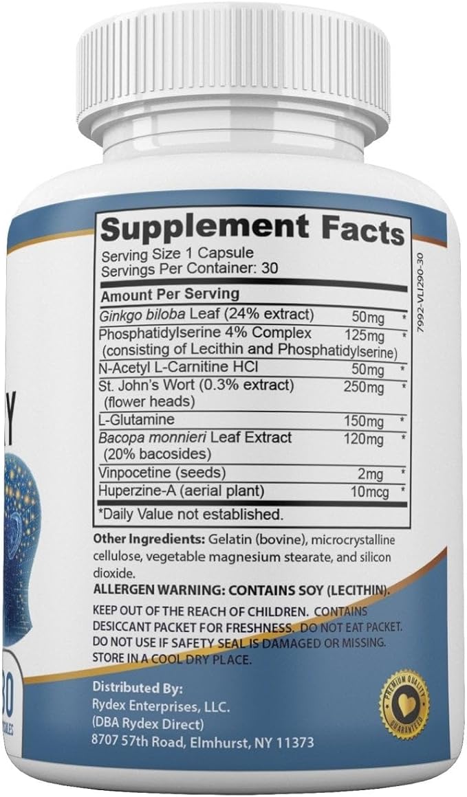 Brain & Memory Pro Health - Natural Support for Cognitive Function - Mind & Memory Supplement for Brain Health - Vegan and Non-GMO - Made in USA – 30 Capsules