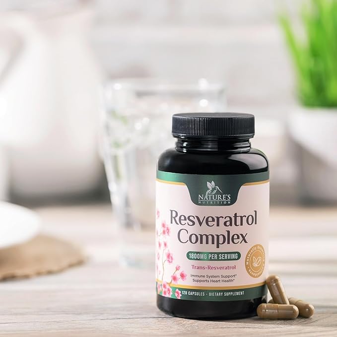 Resveratrol Supplement 1800mg - Extra Strength Antioxidants for Healthy Aging & Immune Support - Heart Health & Cellular Energy Support - Non-GMO, Bioavailable Trans-Resveratrol - 120 Vegan Capsules