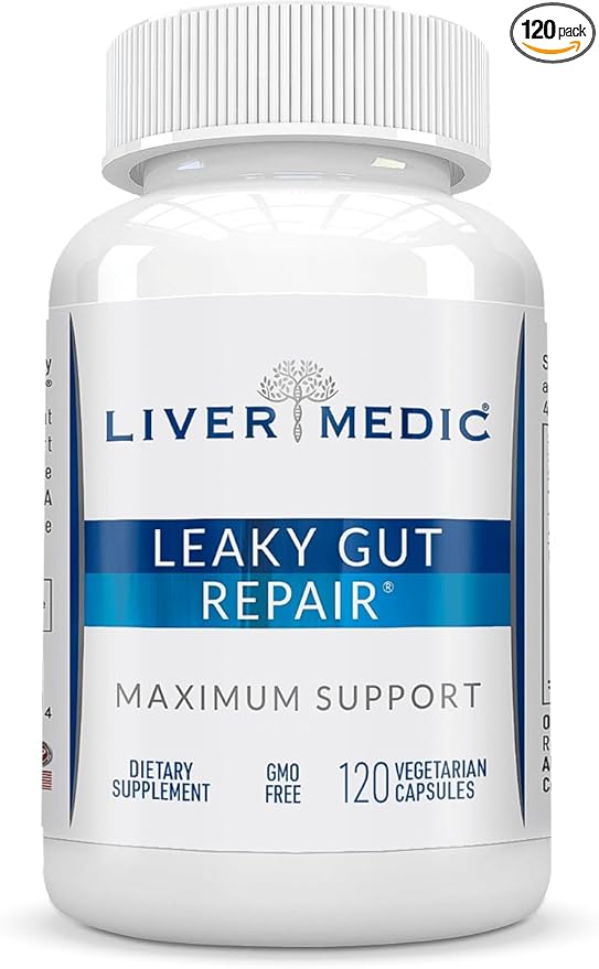 Leaky Gut Repair Supplement - Glutamine, Slippery Elm, Quercetin, Licorice Root. Supports IBS, Heartburn, Bloating, Gas, Constipation, SIBO, Energy Levels, 120CT
