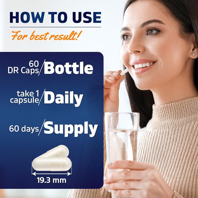 Vitamatic Lactobacillus Gasseri - 12 Billion per DR Capsule - 60 Count - Digestive Support - Made with Prebiotic Inulin Fiber