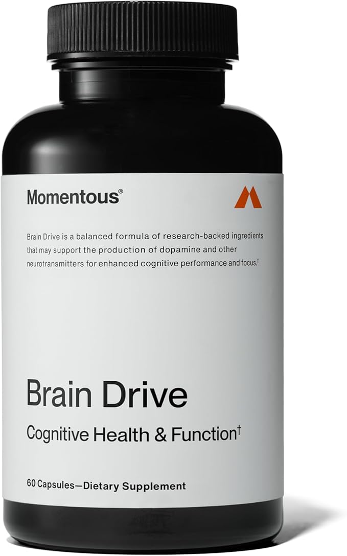 Momentous Brain Drive Nootropic Supplement - Brain Supplement for Memory and Focus Support - NSF Certified, GMO-Free, Gluten Free, 30 Servings