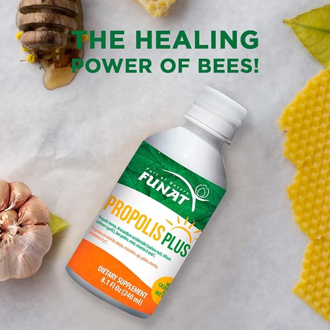 Propolis Plus Boosted with Polen, Garlic, Vitamin C and Vitamin A 8.1 Fl Oz, 240 ml | Immune Support, Boost Your Body's defenses