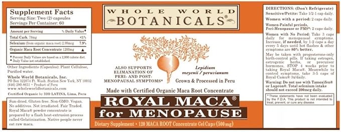 Whole World - Royal Maca 120 Gel Caps - Menopause Support