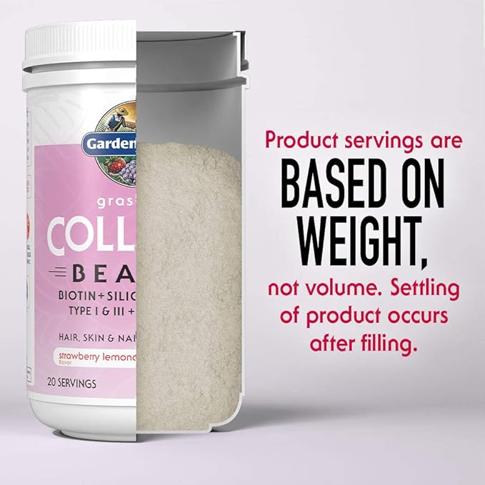 Garden of Life Grass Fed Collagen Beauty - Strawberry Lemonade, 20 Servings - Collagen Peptides Powder for Women Men Hair Skin Nails, Collagen Protein Hydrolyzed Supplements