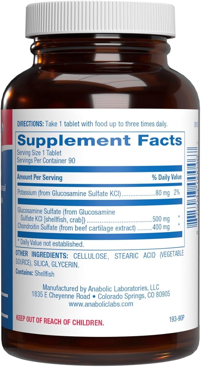 Advanced Glucosamine and Chondroitin for Adults - Clinical Formula Naturally Derived Bone Joint Tendon and Ligament Supplement with High Strength Glucosamine Complex - Up to 90 Day Supply