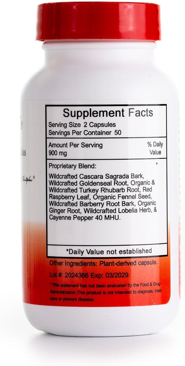 Christopher's Original Formulas Lower Bowel Cleanse Formula Capsules - Herbal Laxative Colon Cleanse and Gut Cleanse 100 ct. - Pack of 4