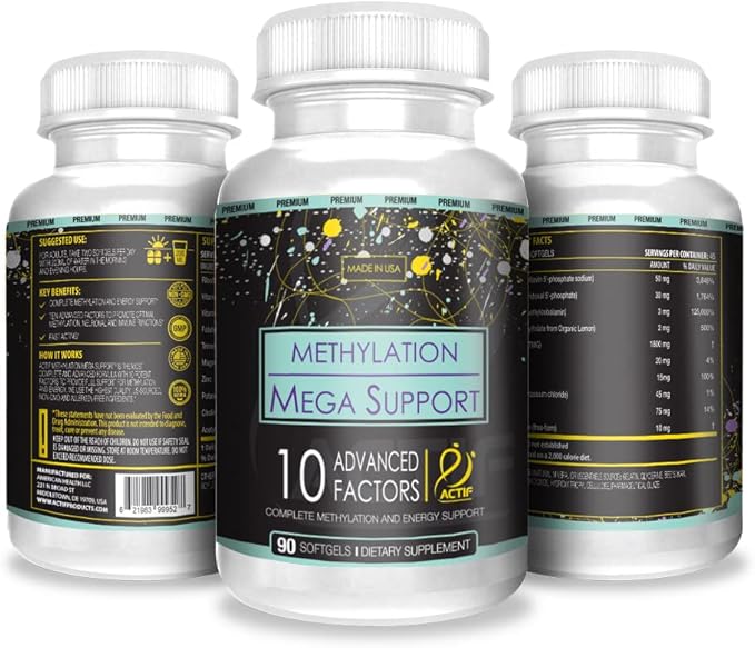 Actif Methylation Mega Support with 10 Advanced Factors and Organic Folate ? 100% Natural, Non-GMO, 90 Count, Magnesia Original Flavor