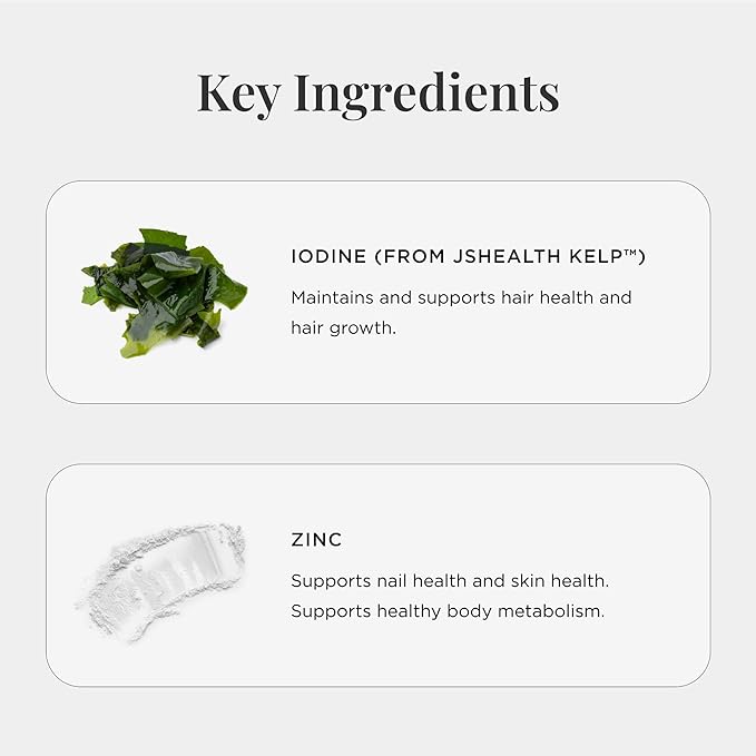 JSHealth Vitamins Hair and Energy Formula - Hair & Scalp Support Supplement with Iodine and Zinc - 30 Capsules
