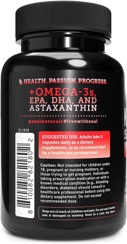 Antarctic Krill Oil 1000mg (120 Softgels) Omega 3 Krill Oil Supplement with EPA, DHA & Astaxanthin - Omega 3 Fish Oil for Joint, Brain, and, Heart Support for Men and Women
