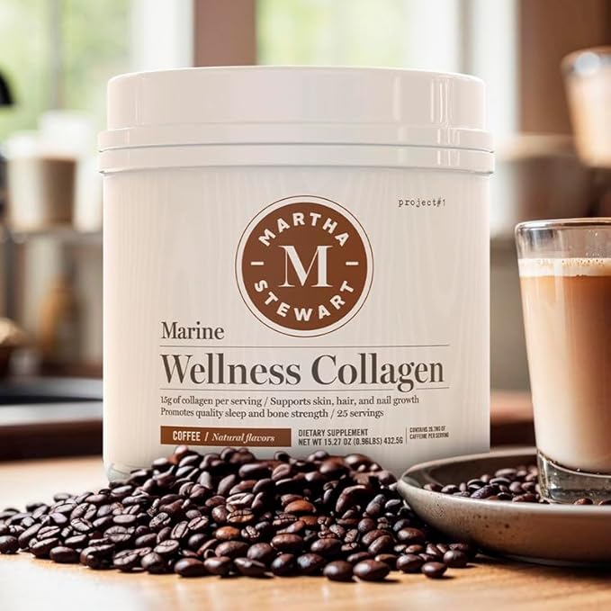 Martha Stewart Collagen Peptides Powder - Multi Collagen for Women | Healthy Supplement for Skin, Hair, Nails, and Bone Strength | 15g Protein | Coffee | 25 Servings