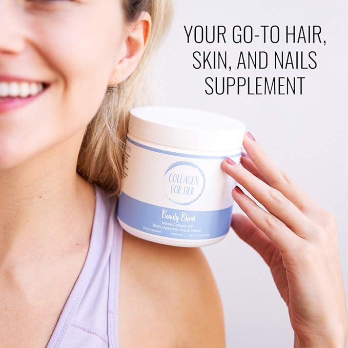 Marine Collagen Beauty Blend - Hydrolyzed Collagen Protein Powder, Hyaluronic Acid, Biotin, Vitamin C | Hair, Skin, Nail Supplement for Women (30 Servings)