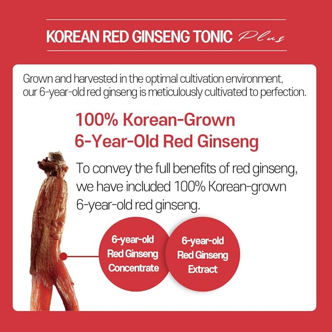 SamSiDae Korean Red Ginseng Tonic – 6-Year Grown Roots with Jujube & Cornus Fruit Extract – Caffeine-Free Herbal Supplement – Supports Energy and Immune Health – 20 Convenient Daily Pouches