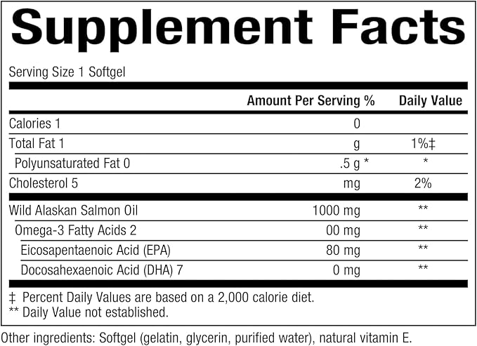 Omega Factors by Natural Factors, Wild Alaskan Salmon Oil, Supports Heart and Brain Health with Omega-3 DHA and EPA, 90 Softgels