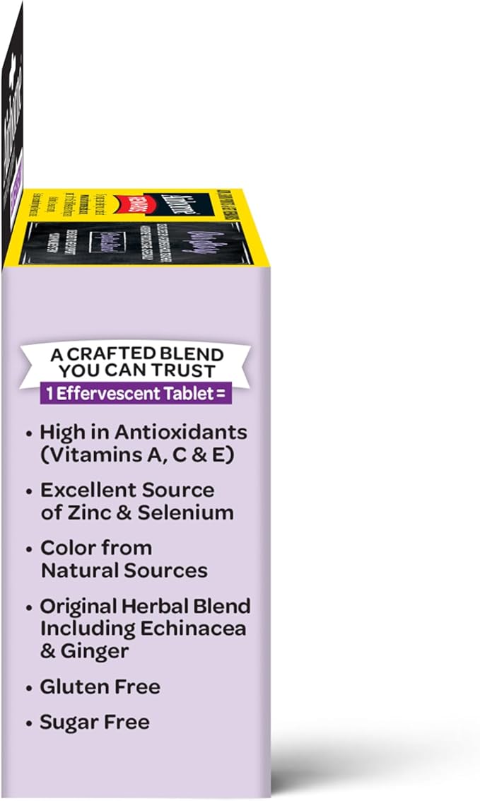 Airborne Elderberry Extract + Vitamin C 1000mg (per Serving) - Effervescent Tablets (20 Count in a Box), Gluten-Free Immune Support Supplement, with Vitamins A C E, Zinc, Selenium, Sugar Free