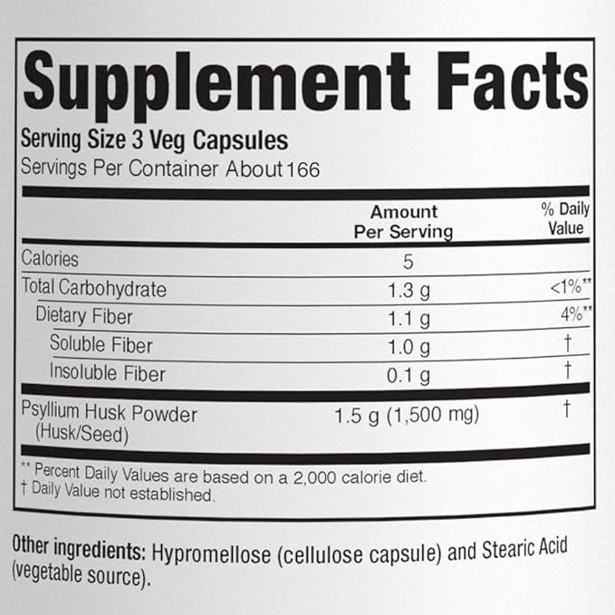 Konsyl Daily Psyllium Fiber Capsules - Contains 1500mg of All-Natural Psyllium Husk Powder per Serving - Supports Digestive Health and Weight Management Goals+ (500 Count (Pack of 1), Unflavored)