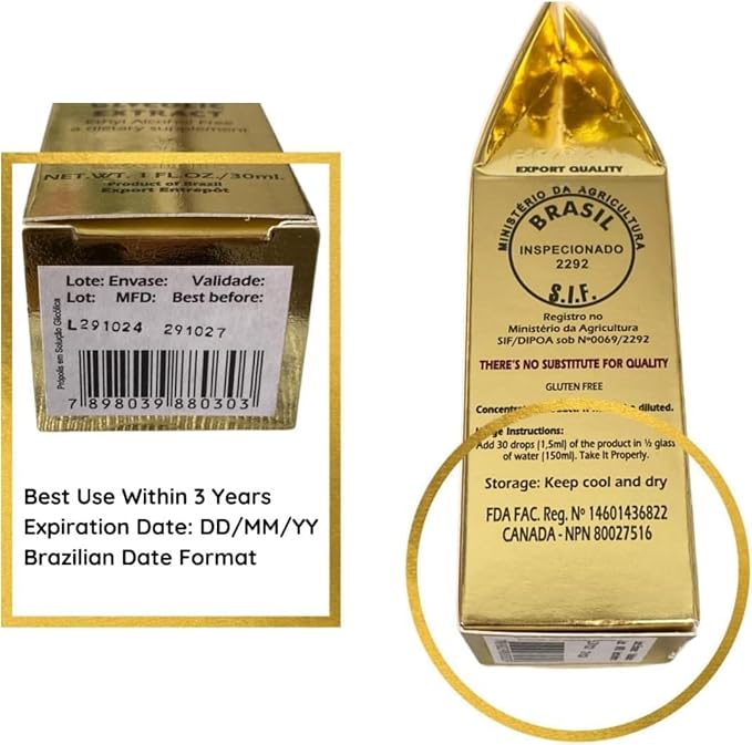 Brazil Brazillian Green Bee Propolis Liquid Extract Sunyata No Alcohol 30ML(1 Pack)