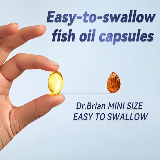 Dr.Brian Omega 3 Fish Oil 580mg per Pill, 3X Absorption rTG EPA DHA Omega 3 Supplement, Easy Swallow Mini Fish Oil Softgels for Heart, Brain, Eyes, Immune Healthy - Lemon Flavored, 130 Count